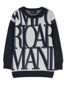 Emporio Armani Kids pull en maille à logo imprimé - Bleu