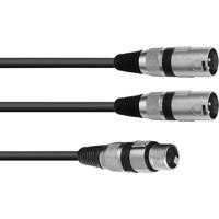 Omnitronic 30225203 XLR Adapterkabel [1x XLR-bus 3-polig - 2x XLR-stekker 3-polig] 0.50 m Zwart - thumbnail