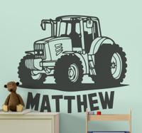 Stickers speelgoed Silhouet van tractor met naam