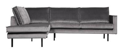 BePureHome Hoekbank 'Rodeo' Links, Velvet, kleur Lichtgrijs