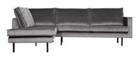 BePureHome Hoekbank 'Rodeo' Links, Velvet, kleur Lichtgrijs