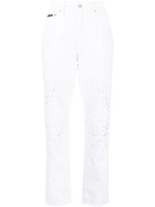 Dolce & Gabbana pantalon droit à détail de dentelle - Blanc