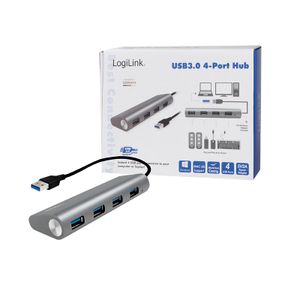 LogiLink UA0307 interface hub USB 3.2 Gen 1 (3.1 Gen 1) Type-A 5000 Mbit/s Aluminium