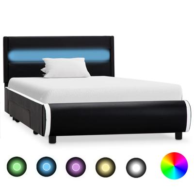 vidaXL Bedframe met LED kunstleer zwart 90x200 cm
