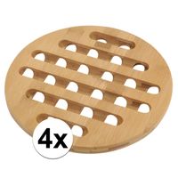 4x Pannenonderzetter rond bamboe 20 cm   -