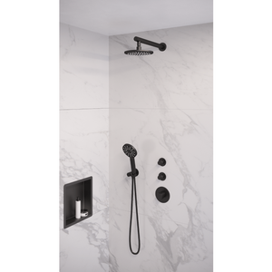 Thermostatisch Inbouwdoucheset Brauer Black 20 cm Hoofddouche Wandarm 3 Standen Handdouche Mat Zwart Brauer