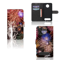Motorola Moto Z2 Force Wallet Case met Pasjes Vuurwerk