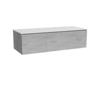 Storke Edge zwevend badmeubel 130 x 52 cm beton donkergrijs met Tavola enkel of dubbel wastafelblad in solid surface mat wit