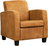 Cognac leren landelijke fauteuil Joy - poot hout zwart - Kenia Leer Walnut (cognac leer) - thumbnail