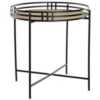 Items Bijzettafel - zwart - rond - metaal en MDF - 45 x 47 cm   -