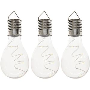 3x Buitenlampen/tuinlampen lampbolletjes/peertjes 14 cm transparant   -