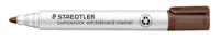 STAEDTLER Whiteboard marker Lumocolor, bruin, droog en zonder resten afwasbaar, ronde punt ca. 2 mm lijnbreedte, hoge kwaliteit, Made in Germany, 10 bruine markers, 351-7