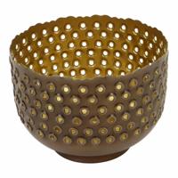 Metalen Theelichthouder Rond Medium (Bruin)