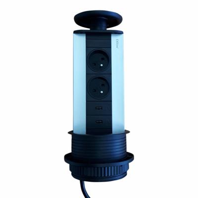 Port 2x230V / 2x USB lader -Zwart