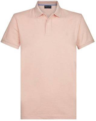Profuomo Heren Poloshirt Lichtroze Garment Washed Slim Fit