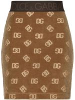 Dolce & Gabbana minijupe à motif monogrammé en jacquard - Marron - thumbnail