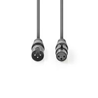 Nedis COTH15010GY15 Gebalanceerde Xlr-audiokabel Xlr 3-pins Male - Xlr 3-pins Female 1,5 M Grijs