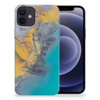 iPhone 12 | 12 Pro (6.1") TPU Siliconen Hoesje Marble Blue Gold - thumbnail