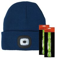 Benson Hardloop set winter - LED wintermuts/beanie blauw - LED Hardloop reflectie bandje - thumbnail