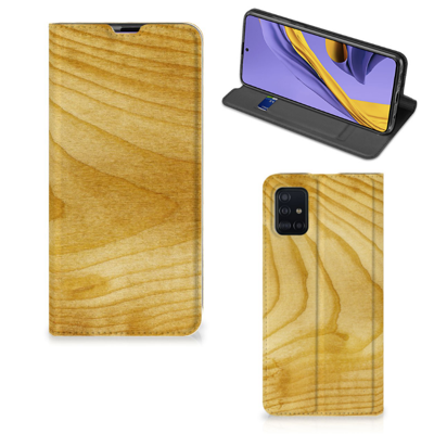 Samsung Galaxy A51 Book Wallet Case Licht Hout Samsung Galaxy A51 Book Wallet Case Licht Hout