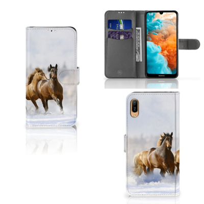 Huawei Y6 (2019) Telefoonhoesje met Pasjes Paarden Huawei Y6 (2019) Telefoonhoesje met Pasjes Paarden