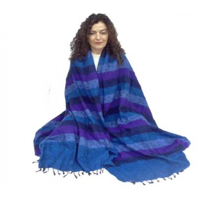 Meditatie omslagdoek XL blauw/violet - 115x245 - Polyacryl - Katoen - XL