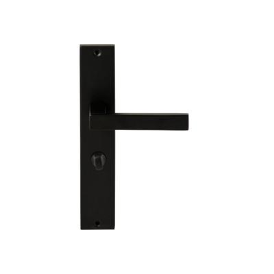 Hardbrass Deurkruk Phoenix op rechthoekig langschild WC63/8mm - zwart