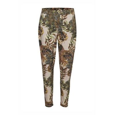 Cream tapered fit broek met all over print groen/multi