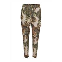 Cream tapered fit broek met all over print groen/multi