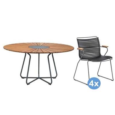 Houe Circle tuinset 150 tafel + 4 stoelen (armchair)