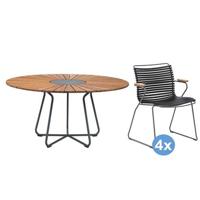Houe Circle tuinset 150 tafel + 4 stoelen (armchair)