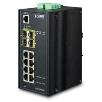 PLANET IGS-12040MT - Switch - Beheerd - 8 x 10/100/1000 + 4 x Gigabit SFP - monteerbaar op DIN-rails, wandbevestiging - 24 V wisselstroom / 12 - 72 V gelijkstroom