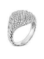 David Yurman bague Cable 13 mm en or blanc 18ct pavée de diamants - Argent