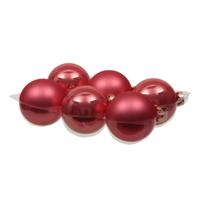 Kerstballen - 6x st - bubblegum roze - D8 cm - glas - mat/glans - kerstversiering