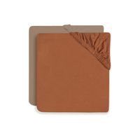 Jollein hoeslaken jersey 60 x 120 cm Caramel/Biscuit (2-pack) Maat - thumbnail