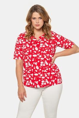 Ulla Popken Shirt, tuniekhals, biokatoen, korte mouwen - Grote Maten