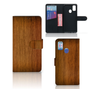 Samsung Galaxy M21 | M30s Book Style Case Donker Hout