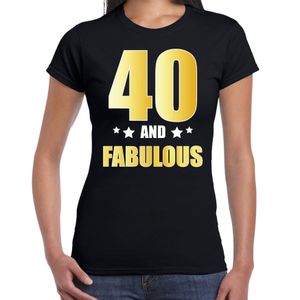 40 and fabulous verjaardag cadeau shirt / kleding 40 jaar zwart met goud voor dames 2XL  -