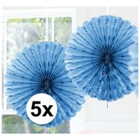 5x Decoratie waaier licht blauw 45 cm - thumbnail