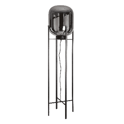 Vloerlamp Larino middel zwart + fume glas