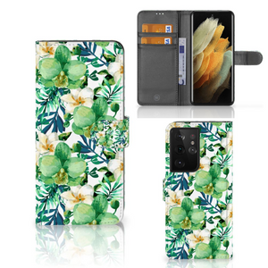 Samsung Galaxy S21 Ultra Hoesje Orchidee Groen