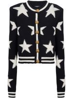 Balmain cardigan crop à motif d'étoiles - Noir