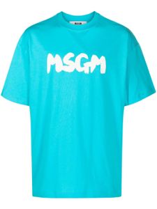 MSGM t-shirt en coton à logo imprimé - Bleu