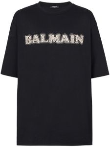 Balmain t-shirt en coton à logo brodé - Noir