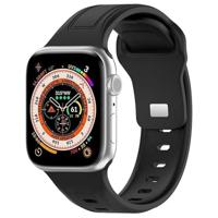 By Qubix - Square siliconen band - Zwart - Compatible met Apple Watch 38mm / 40mm / 41mm / 42mm - Compatible Apple watch bandjes