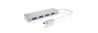 ICY BOX IB-HUB1425-C3, 4 Port USB 3.0 Type-C® Hub, 1x Type-C zu 4x Type-A USB-C (USB 3.2 Gen 2) multiport hub 4 poorten Zilver