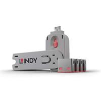 LINDY 40450 - USB-poortslot (4 stuks) met sleutels: Code rood