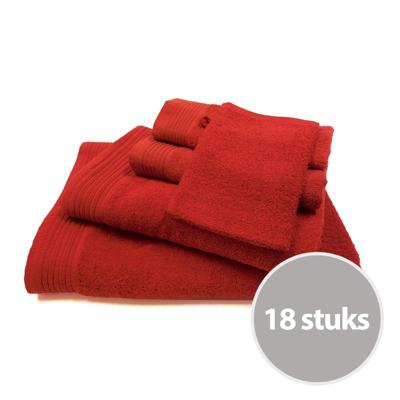 The One basic pakket badtextiel 450 gram Rood - 18 stuks The One basic pakket badtextiel 450 gram Rood - 18 stuks