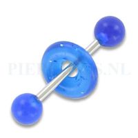 Tongpiercing acryl met donut rond blauw - thumbnail