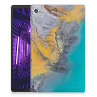 Lenovo Tab M10 Plus Tablet Back Cover Marble Blue Gold - thumbnail